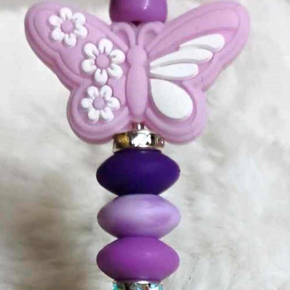 Hand beaded Pen ~ Flutterbies! ~ Shades of Purple Butterfly
